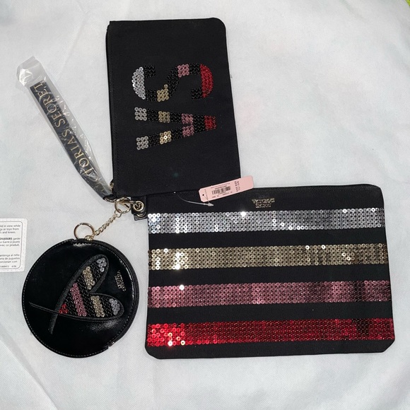NWT Bundle VICTORIA’S SECRET Tote Wristlet & Cosmetic Trio Bags Set - Picture 5 of 13